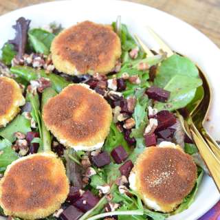 Warm Breaded Goat Cheese & Beet Salad with an Orange Dressing