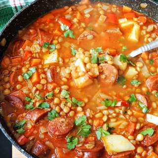 Green Lentil Stew with Chorizo