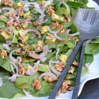 Spinach Salad with Walnuts and Fresh Herbs