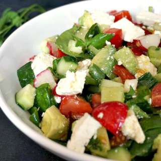 Cucumber Tomato Avocado Feta Salad