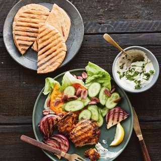 Shawarma-Spiced Grilled Chicken Thighs with Tahini