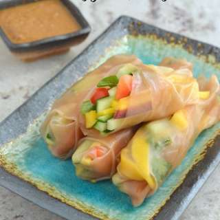 No-Cook Veggie Spring Rolls with Peanut Dipping Sauce
