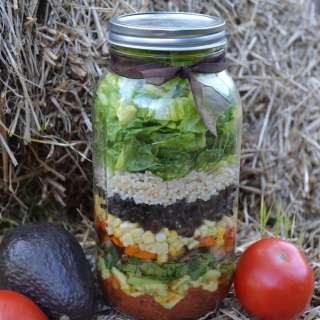 Southwestern Barbecue Grilled Veggie Mason Jar Salad
