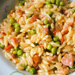 One Pot Orzo with Bacon and Peas
