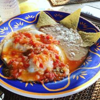 Huevos Rancheros (with shortcut "refried" beans)