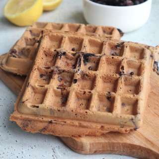Gluten free & vegan blueberry lemon waffles