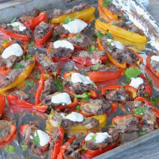 Stuffed Mini Peppers - Refried Bean Style!