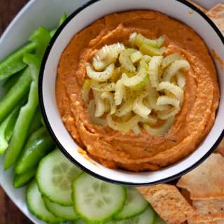 Buffalo Ranch Hummus with Pickled Celery