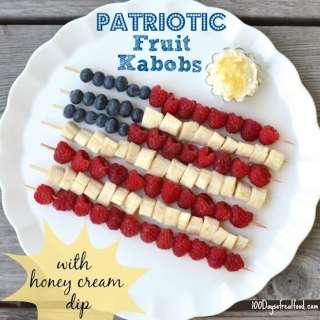 Patriotic Fruit Kabobs with Honey Cream Dip
