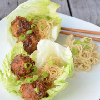 Teriyaki Glazed Meatball Lettuce Wraps