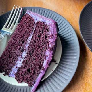 Purple Velvet Cake with White Chocolate Cream Cheese Frosting