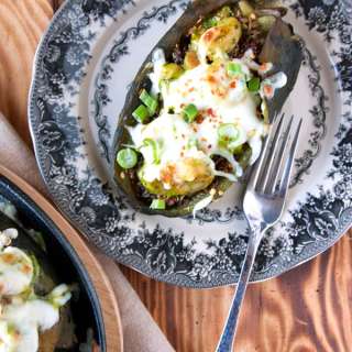 Quinoa and Pesto Shrimp Stuffed Pasillas