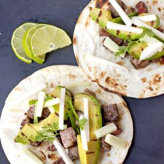 Steak Tacos with Cucumber-Jicama Salsa