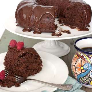 Mexican Chocolate Bundt Cake with Tequila Almond Liqueur Ganache