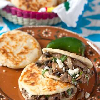 Mexican Arepas Stuffed with Spicy Sautéed Mushrooms