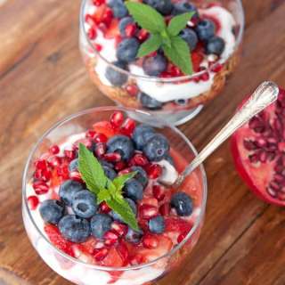 Red, White and Blue Granola and Fruit Parfaits