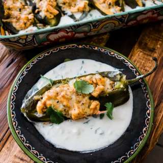 Chicken Stuffed Hatch Chiles (Chiles Rellenos de Pollo)