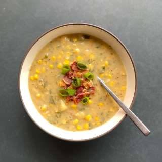 Sweet Corn Soup with Bacon and Potatoes