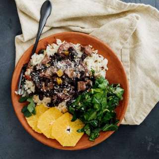 Brazilian Feijoada (Black Bean Stew) with Garlic Butter Rice