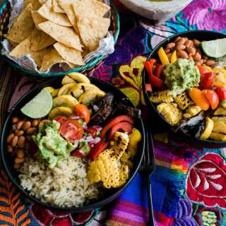 Grilled Veggie Burrito Bowls with Hatch Green Chile Rice
