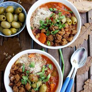 Vegan Grain Stew with Sweet Potatoes, Hazelnuts and Crispy Bread Crumbs