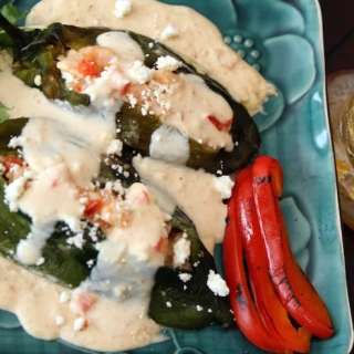 Chiles Rellenos de Camarones y Queso (Cheese and Shrimp Stuffed Poblanos)