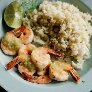 Salsa Verde Rice with Shrimp