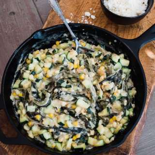 Creamy Zucchini, Corn, and Poblano Rajas (Calabacitas con Elote y Rajas con Crema)