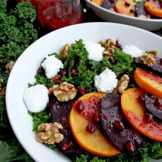 Beetroot Salad with Persimmon, Kale and Goat Cheese