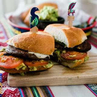 Grilled Portobello Mushroom Torta with Roasted Poblano