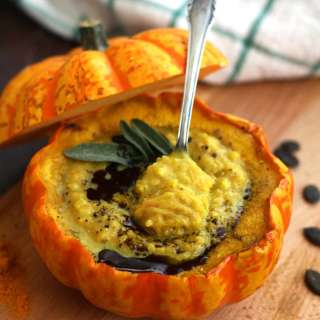 Easy Pumpkin Soup with Millet in Pumpkin Bowls