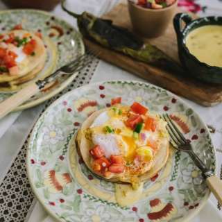 Mexican Eggs Benedict with Chile Verde Hollandaise