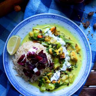 Easy Green Curry with Mussels and Bok Choy