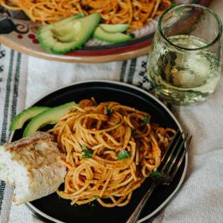 Mexican Spaghetti with Crema de Chipotle