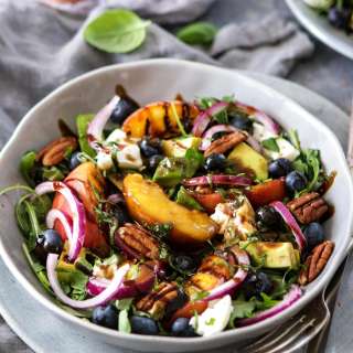 Summer Grilled Peach Salad with Burrata