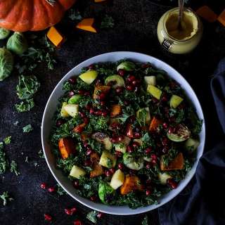 Vegan Fall Harvest Salad with Kale and Pumpkin