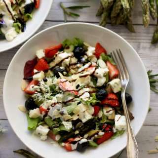 Strawberry Poppy Seed Salad with Asparagus and Rhubarb