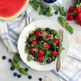 Watermelon Feta Salad with Blueberries