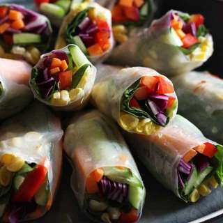 Vegan Spring Rolls with Peanut Sauce