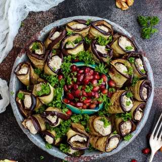 Georgian Eggplant Rolls with Walnuts