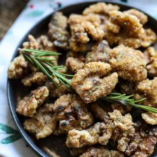 Salted Caramel Candied Walnuts with Rosemary