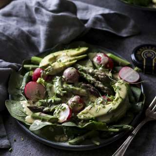 Asparagus Radish Salad with Honey-Mustard Dressing