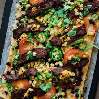 Carne Asada and Roasted Corn Taco Pizza