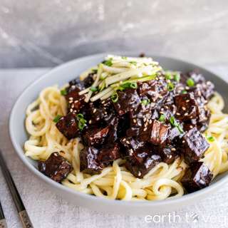 Vegan Jajangmyeon for Two (Korean Black Bean Noodles)
