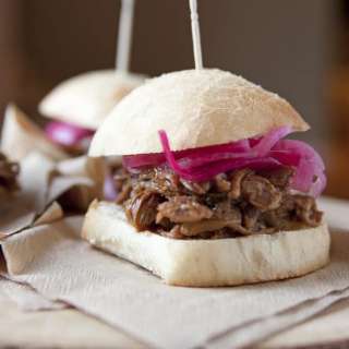 Barbeque Pulled Pork Sliders with Pickled Red Onions