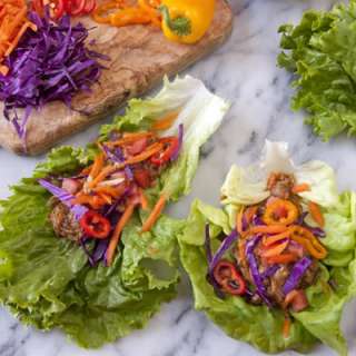 Slow Cooker Pasilla Pulled Pork Lettuce Wraps