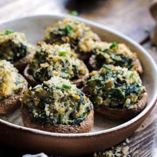 Vegan Stuffed Mushrooms with Ricotta and Spinach