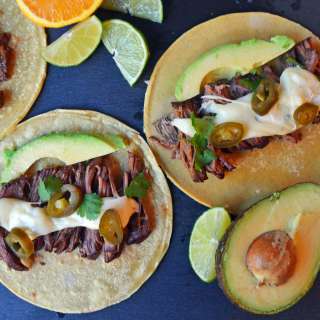 Beef Barbacoa Tacos with Pepper Jack Queso