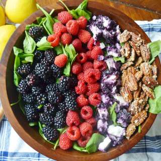 Berry Candied Pecan Salad with Lemon Vanilla Bean Dressing