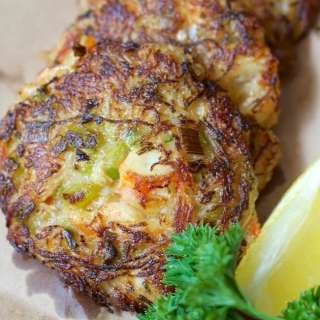 Gluten Free Crab Cakes made with Spaghetti Squash